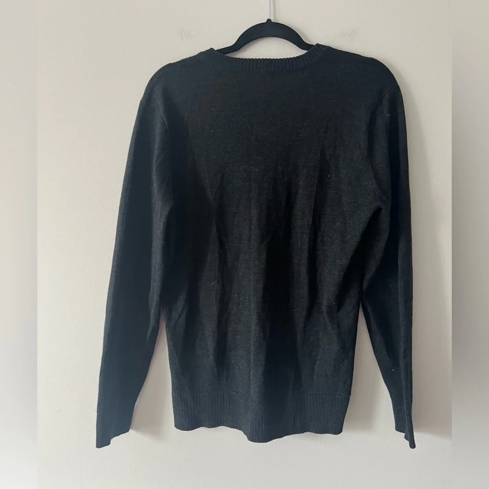 Smartwool Black Merino Wool V-Neck Sweater Medium Classic Minimalist Pullover